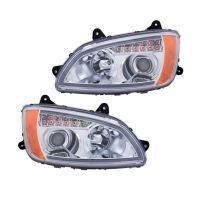 2008-2017 Kenworth T660 EAGLE Headlight Driver and Passenger Side | Pair | Chrome Housing & Clear...