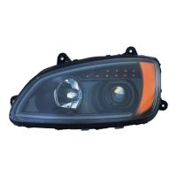 2008-2017 Kenworth T660 EAGLE Headlight Driver Side | Black Housing & Clear Projector | Amber Ref...
